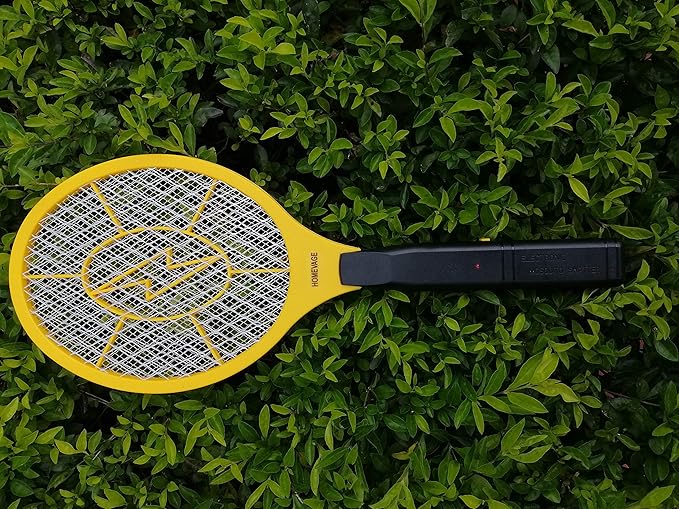 Electric Fly Swatter - Bug Zapper - Best High Voltage Handheld Mosquito Killer - Wasp, Fruit Fly, Insect Trap Racket for Indoor, Travel, Camping and Outdoor Control (2 AA Batteries Included)