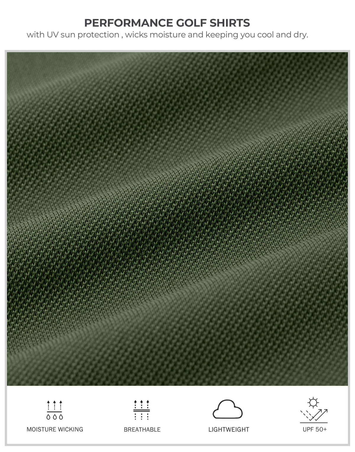 Men's Golf Shirts Dry Fit Moisture Wicking Performance Short Sleeve Collared Polo Shirts for Casual Tennis Bussiness (Dark Green, XL)