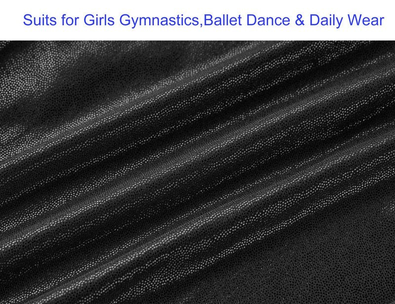 Domusgo Gymnastics Leotards for Girls 6-7 Years Old Black Sparkly One Piece Tumbling Outfits