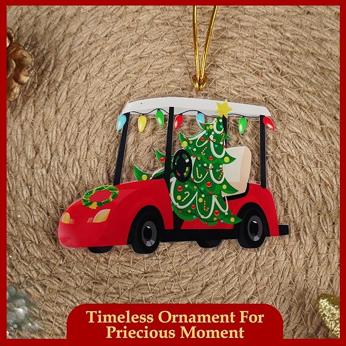 Golf Cart Cute Christmas Ornaments 2025 – Funny Christmas Golf Decorations, for Golfers, Men, Women - Unique Golf Christmas Ornaments and Decoration for Tree