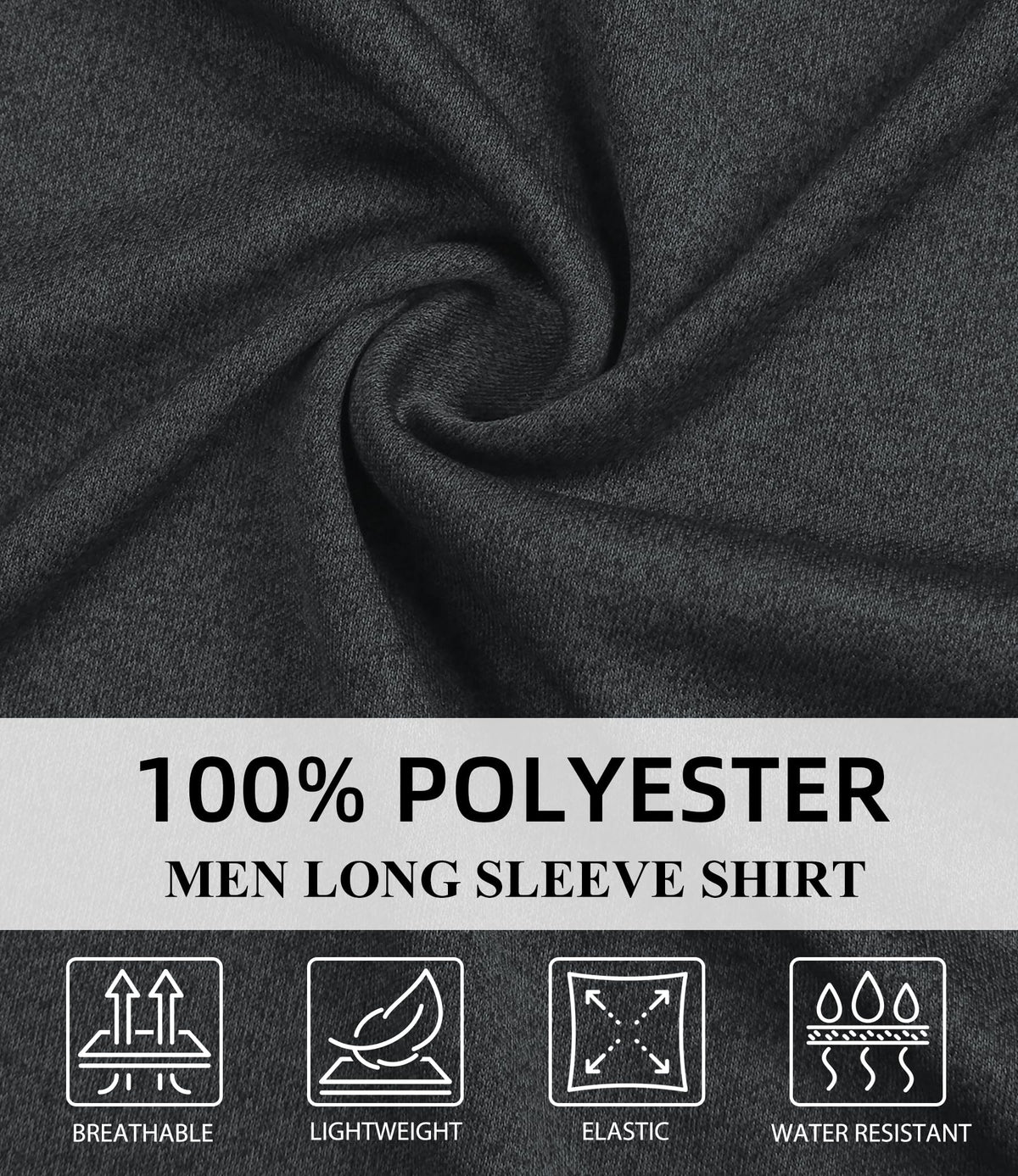 Kinglaman 6 Pack Men Dry Fit Workout Long Sleeve Athletic Gym UPF 50+ SPF UV Sun Protection Quick Dry Lightweight Shirts 1 Black 1 Gray 1 Heather Gray 1 Blue 1 Red 1 Green Large