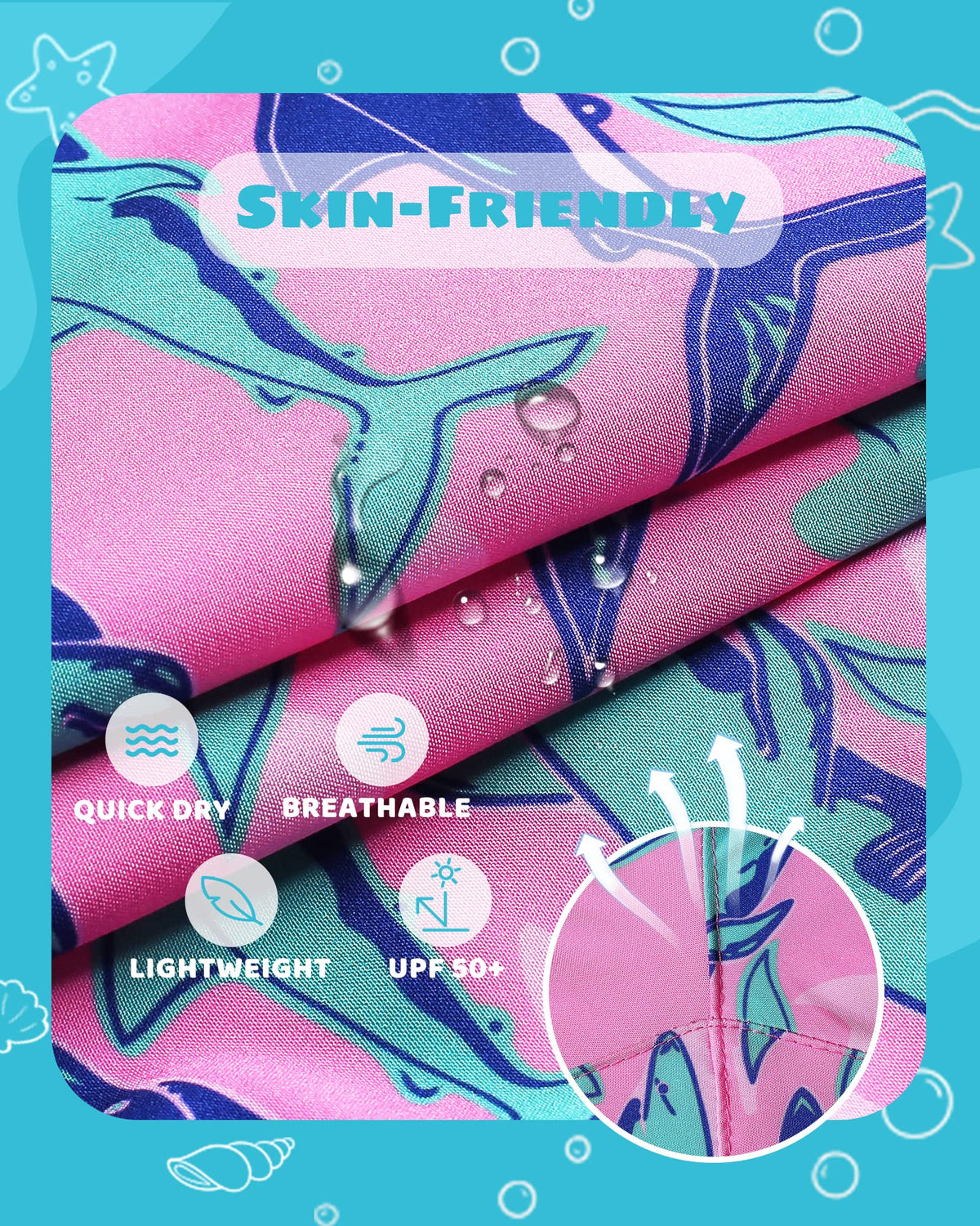 maamgic Boys Swim Trunks with Compression Liner Toddler Stretch Swim Shorts Quick Dry Swimming Trunks Boxer Brief 2 in 1 Beach Shorts Pink Blue Shark 3T