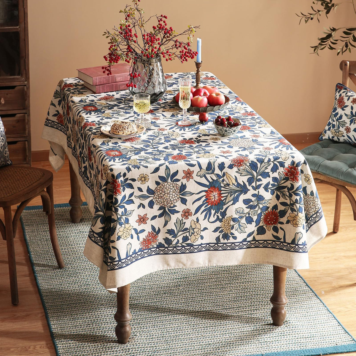 patdrea Vintage French Linen Tablecloth,Rectangular,71"x55"-Wensel
