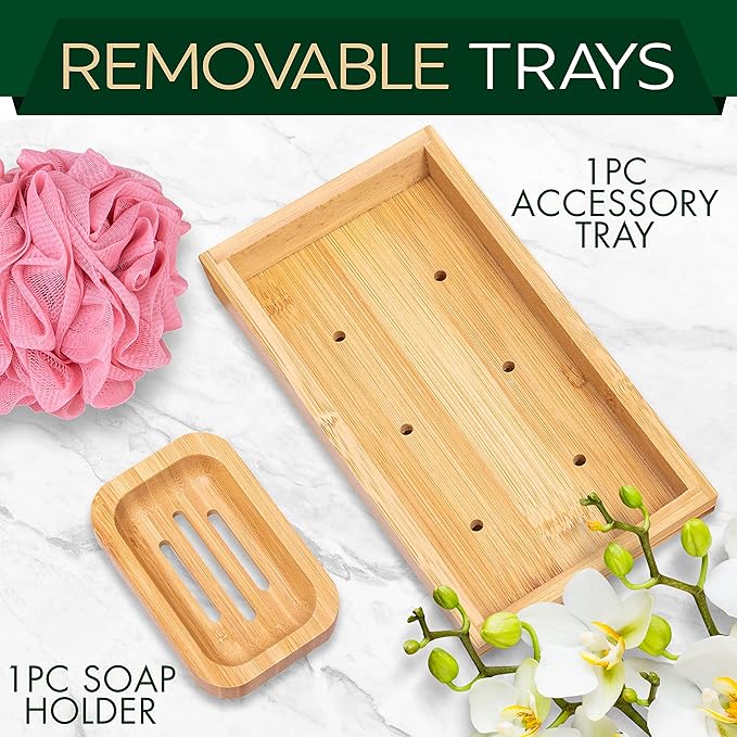 SereneLife Premium Bathtub Tray Caddy with Gift Box and Bow Set, Expandable Bath Tray, Unique House Warming Gifts for Mom, Women, Wedding, Anniversary, Bridal Shower, Fit for All Tub - Classic
