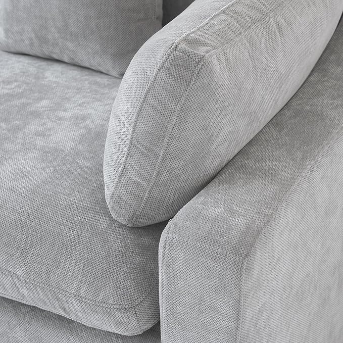 WJShome 160" Cloud Couch Sectional for Living Room, Down Filled Modular Sectional Sofa,4 Seater Convertible Couch, Sofa Covers Washable&Replaceable,Gray
