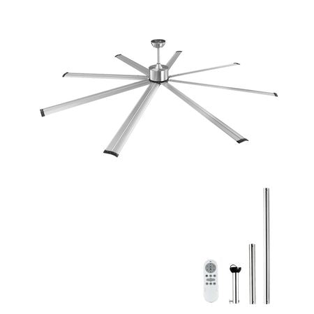 96 In Ceiling Fan without Light, 6-Speed Remote Control, Aluminum 8-Blade, Reversible DC Motor, Modern Low Profile Flush Mount Fan for Bedroom, Living Room, Patio, Indoor/Outdoor, Brushed Nickel