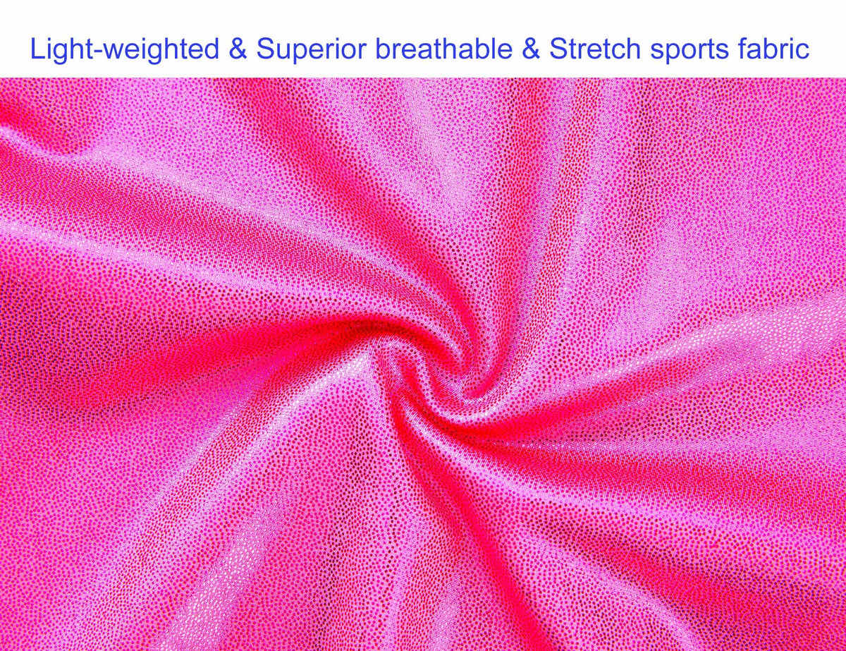 Domusgo Girls Gymnastics Leotard Size 5-6 Years Old Kids Dance Unitard Rose Workout Bodysuits Gym Shiny Tank Activewear