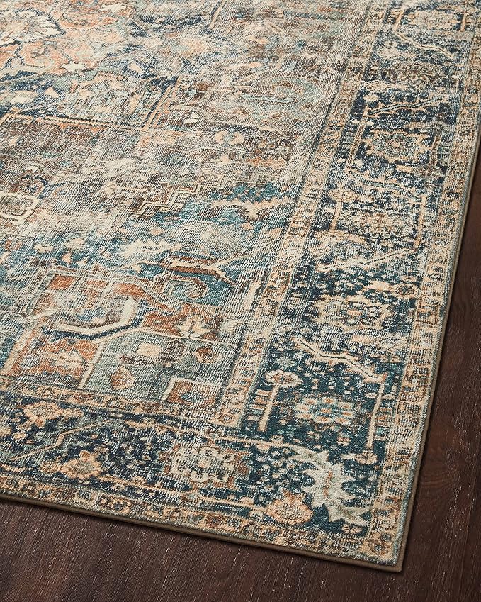 Loloi Margot Collection MAT-02 Terracotta/Lagoon 2'-6" x 11'-6" Runner Rug feat. CloudPile, No-Shed Easy Clean Large Patterned Area Rug for Living Room, Bedroom, Dining Area