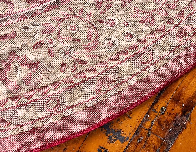 Unique Loom Reza Collection Traditional Persian Style Area Rug, 8' 0" x 8' 0", Burgundy/Ivory