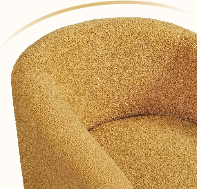 Yaheetech Accent Chairs for Living Room, Furry Barrel Chairs Set of 2, Sherpa Chairs with Soft Padded Armrest, Club Chairs for Bedroom Waiting Room Office, Mustard Yellow