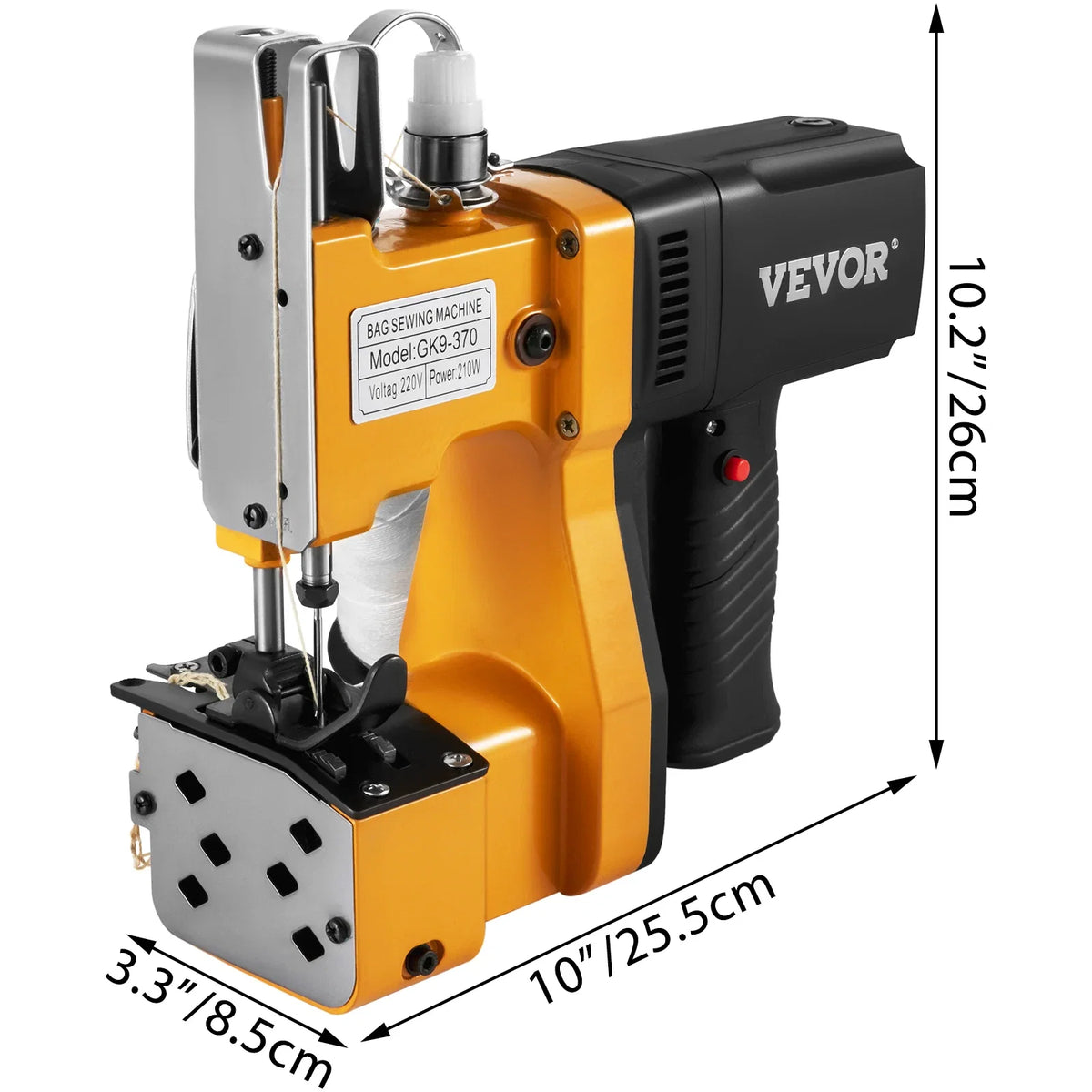 Portable Bag Closer Sewing Machine Bag Stitcher Yellow Adjustable Thickness Tightness GK9-370 Model for Express Company