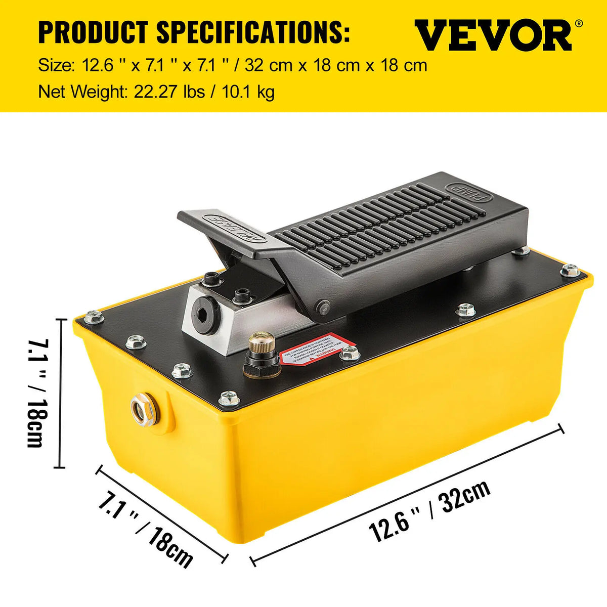 2.3L Fuel Tank 10000 PSI Air Hydraulic Foot Pump Single Acting with 200cm Oil Pipe & Spray Gun for Auto Repair Oil Rigging