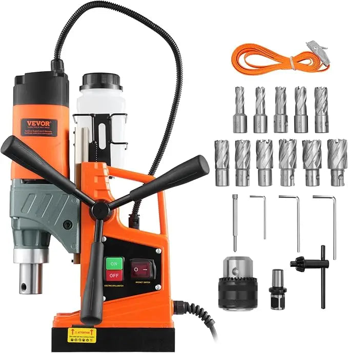 1450W Magnetic Drill 2" Boring Diameter 12500/12800N Portable Electric Mag Drill Press 800 RPM Magnetic Drilling Machine