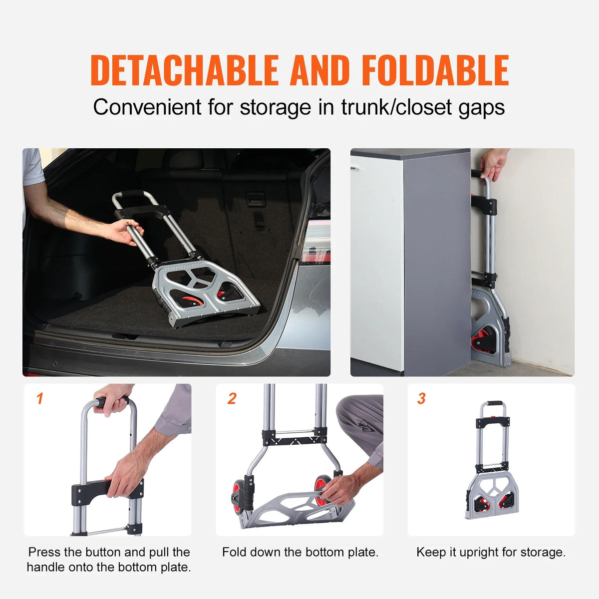176 lbs Folding Hand Truck Dolly Aluminum Stair Climbing Cart with Telescoping Handle Luggage Trolley for Home Shopping