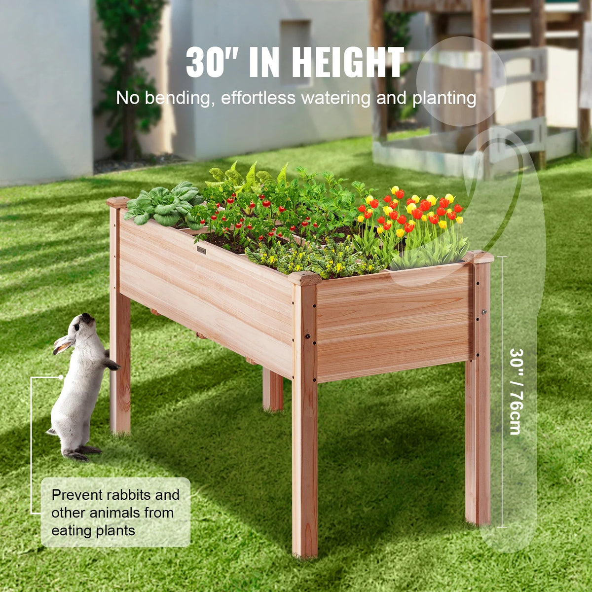 Raised Garden Bed 3.9x1.9x2.5ft Garden Wooden Planter Box Elevated Outdoor Planting Boxes for Growing Flowers/Vegetables