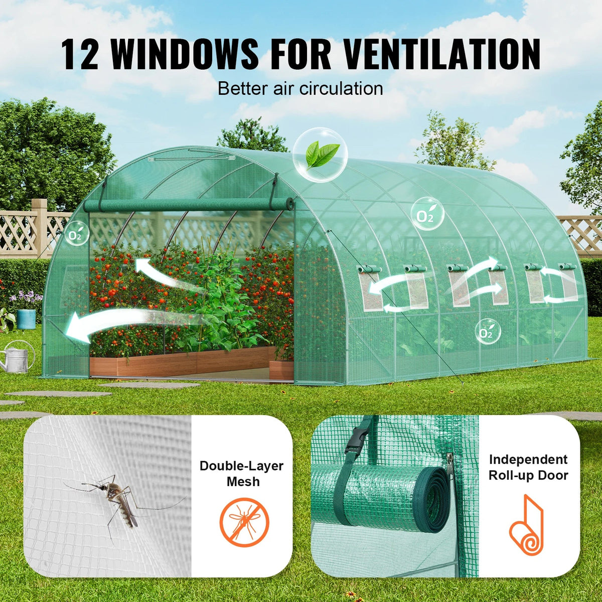 Walk-in Tunnel Greenhouse 20x10x7ft Hoop House Greenhouse Tunnel Upgrade Plant Green House for Plants to Resist Frost