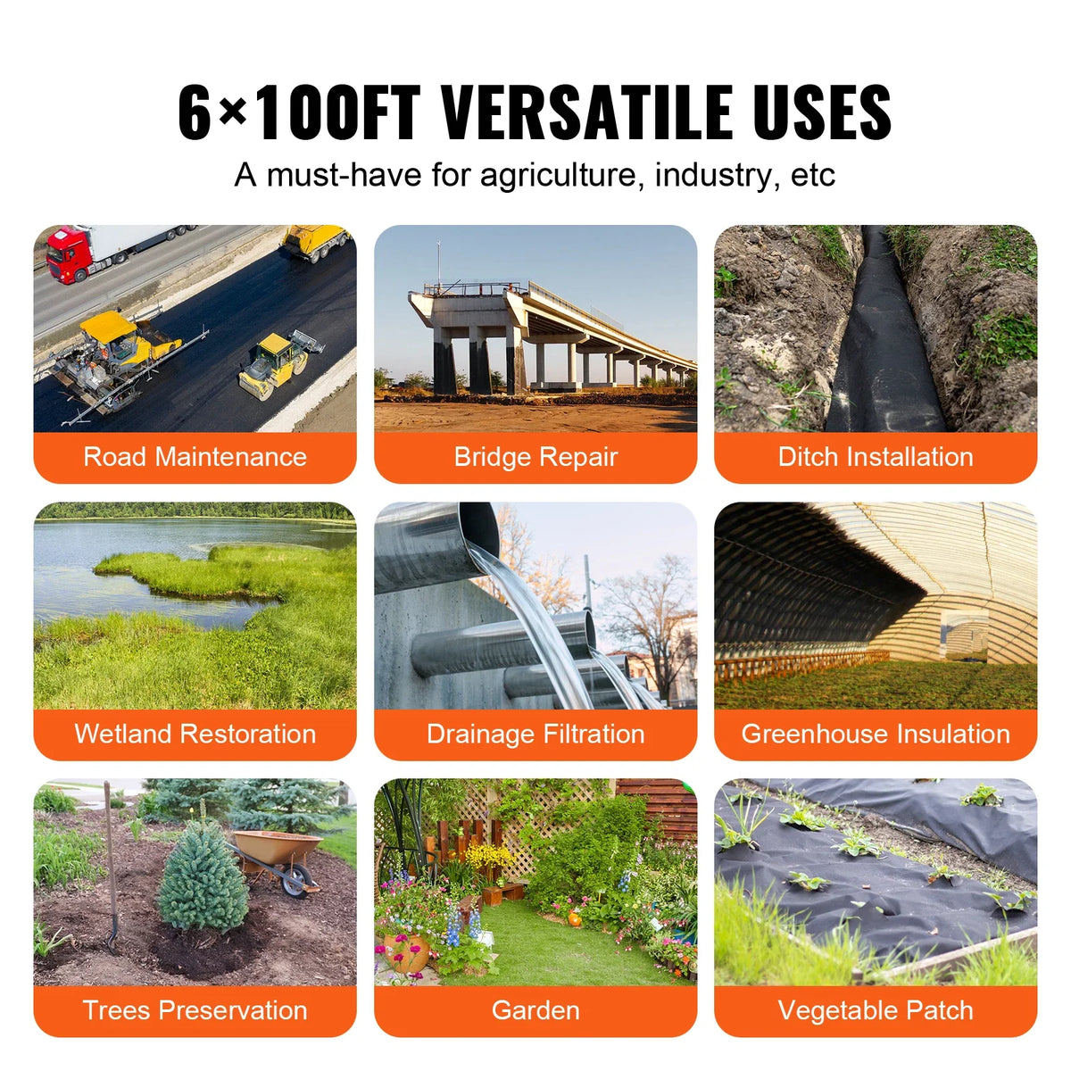 Non Woven Geotextile Fabric Under Gravel, 6x100FT 8OZ Driveway Fabric Landscape Fabric, Heavy Duty Weed Barrier Fabric