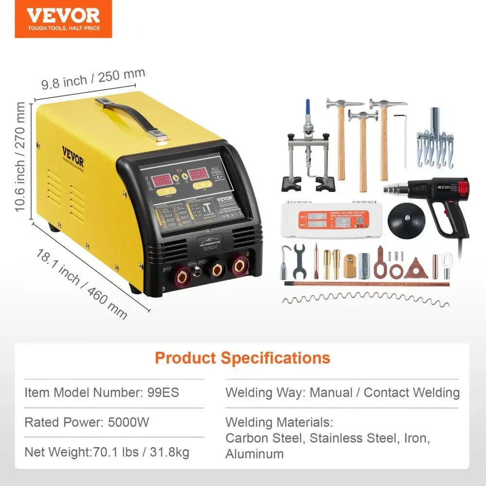 Stud Welder Dent Puller Machine Dent Repair Kit Auto Body Spot Welding with 7 Welding Modes & Adjustable Power