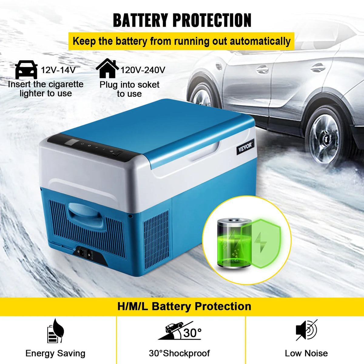 Car Refrigerator 22L Compressor Portable Small Refrigerator Freezer Mini Electric Cooler for Driving Travel Fishing Outdoo