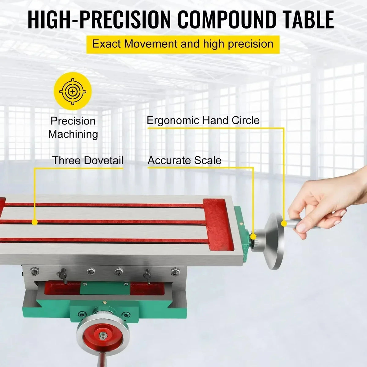 Milling Table Worktable Cross Milling Machine 17.7×6.7Inch Compound Slide Multifunction Compound 2 Axis 4 Ways Drill