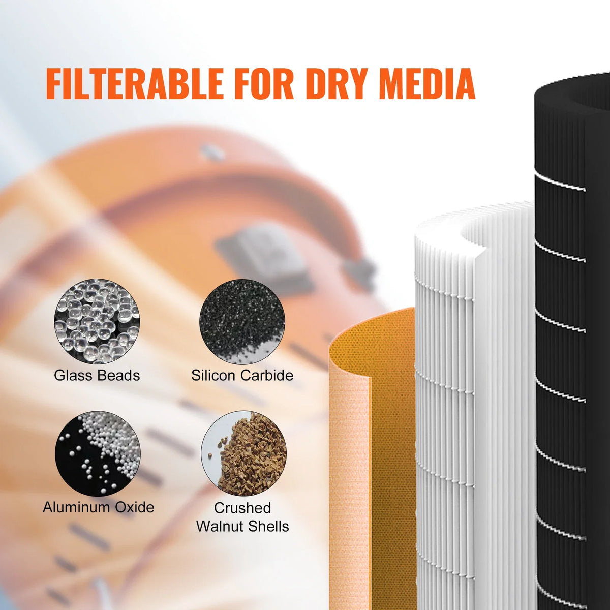 Dust Collection System: 1450W Dust Collector Media Reclaimer w/1.8 Gal Capacity - Universal Fit for Sandblaster Cabinets