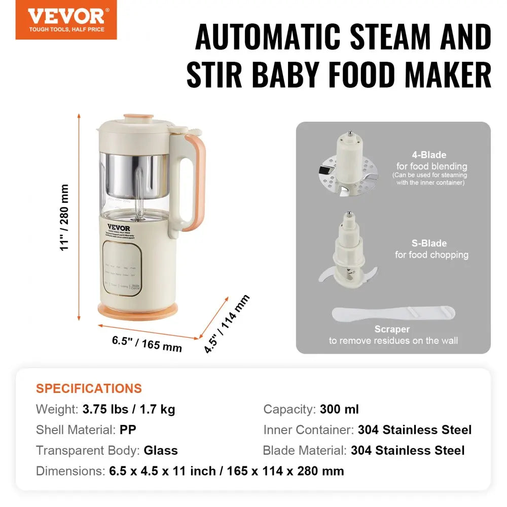Baby Food Maker,430W Baby Food Processor with 750 ml Tritan Bowl,5 in 1 Baby Food Puree Blender Steamer Grinder for Food