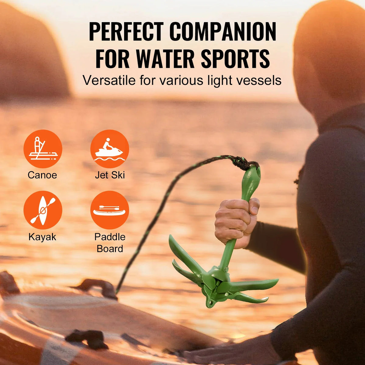 3.5 lb Paddle Board Anchor Kit with Storage Bag and Snap Hook Kayak Accessories for Kayaks Small Boats Canoes