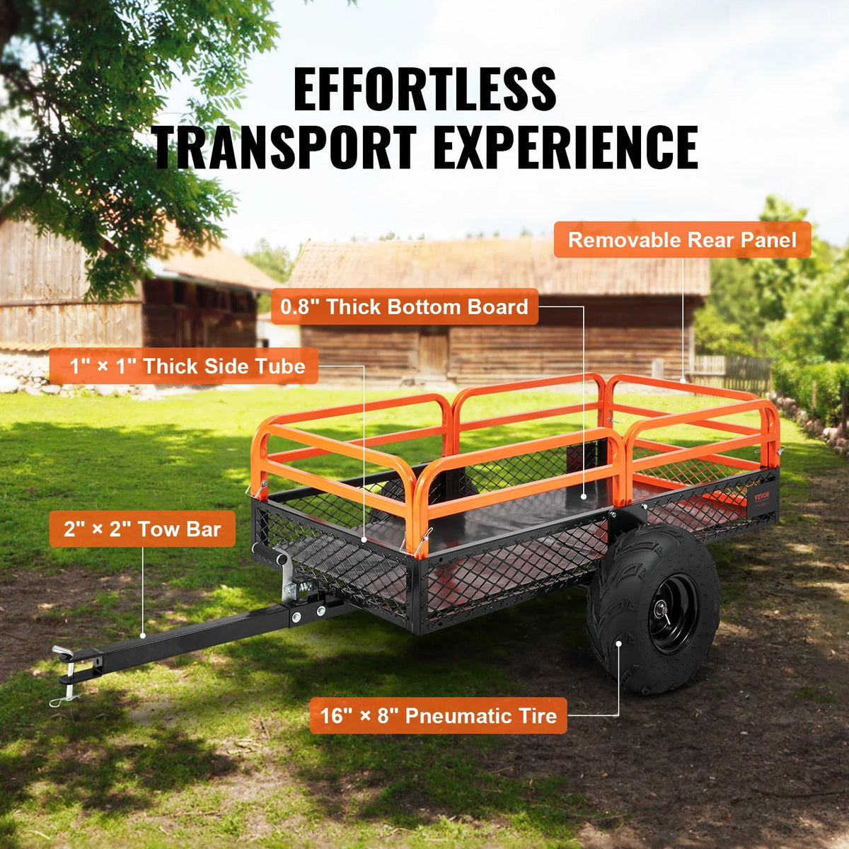 Heavy Duty Steel ATV Dump Trailer, 1500-Pound Load Capacity,Tow Behind Dump Cart Garden Trailer, for Mowers, Tractors, ATV
