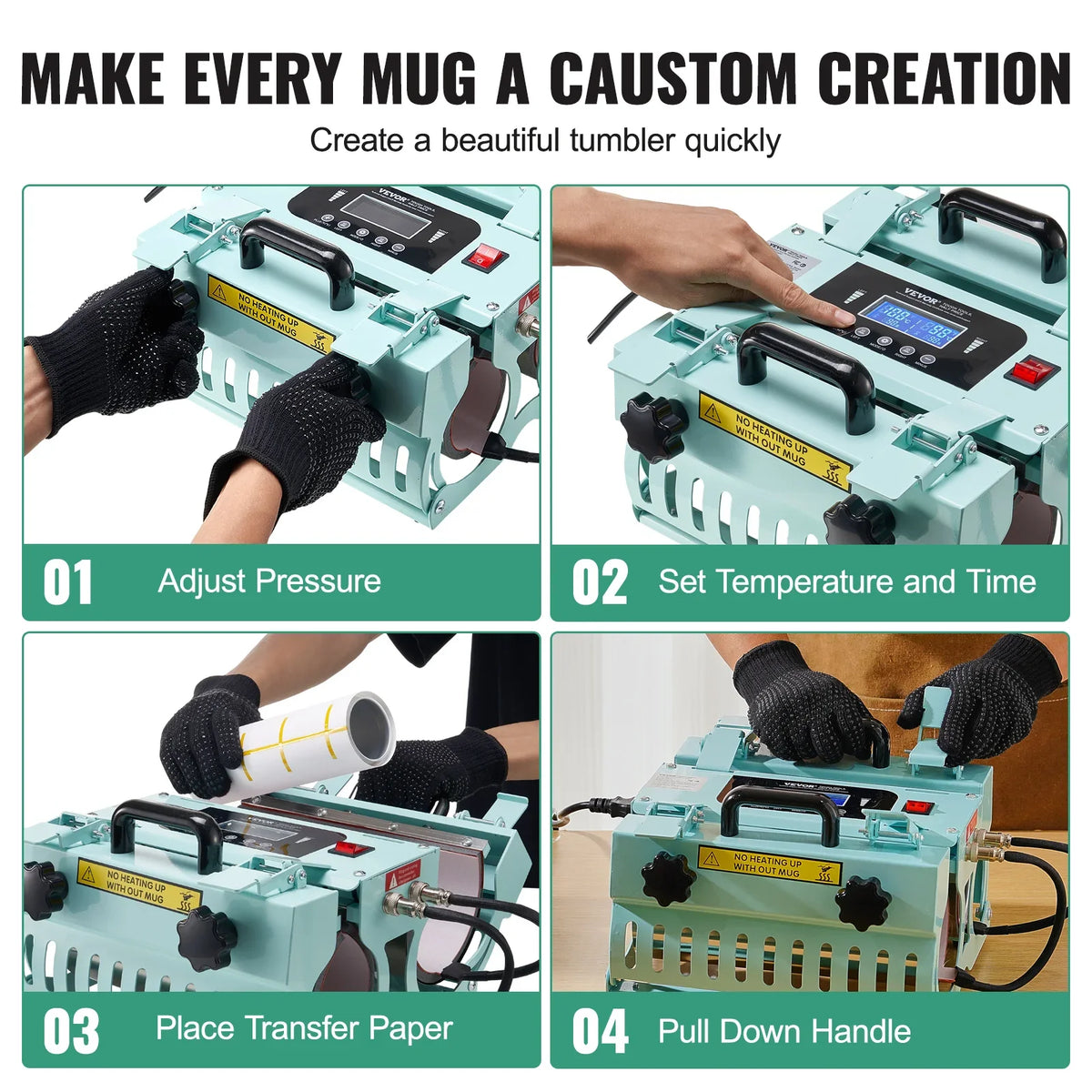 Tumbler Heat Press Machine 2 Station Heaters, 11-30oz Mug Press for Sublimation Tumblers, Cups, Mugs