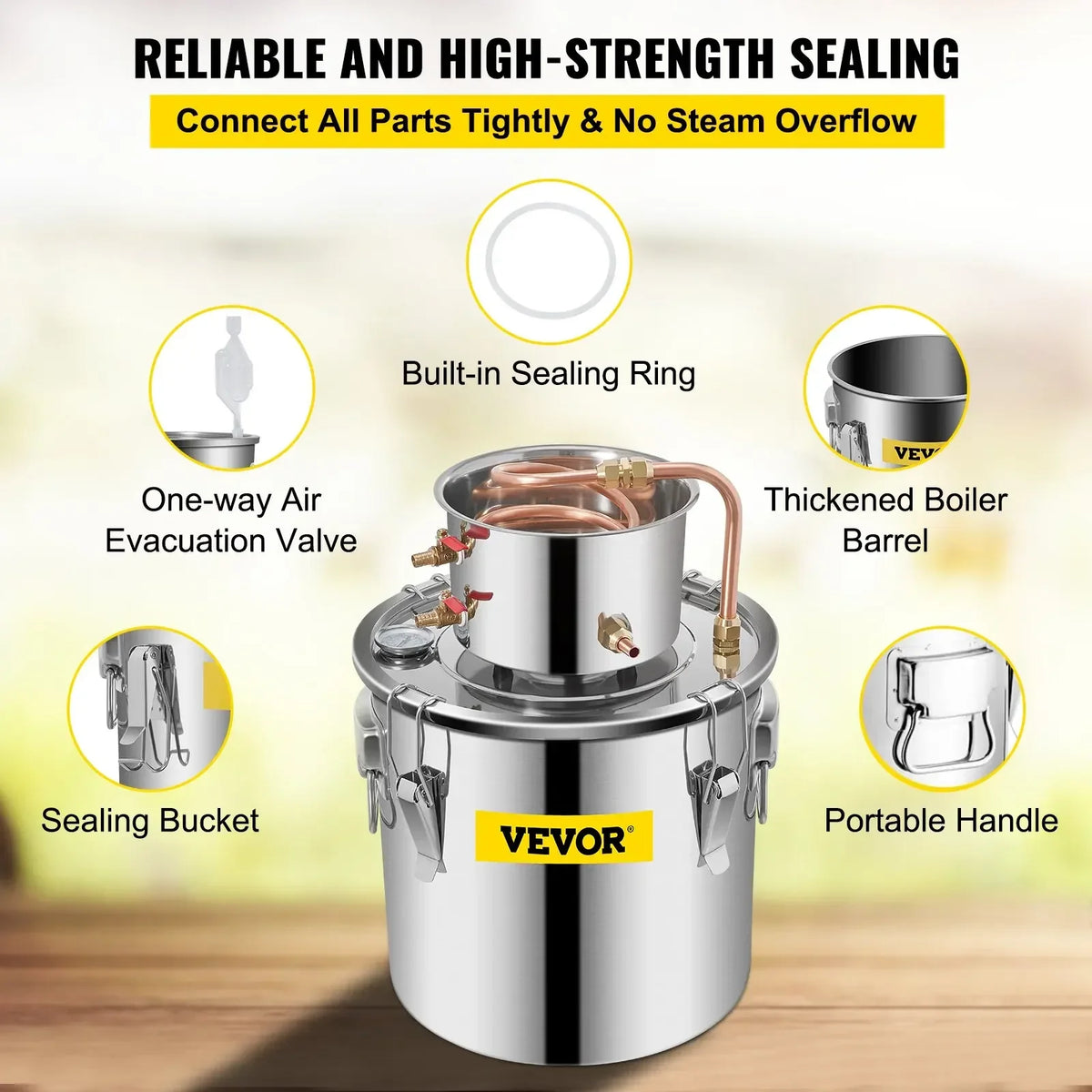 5 Gal Copper & Stainless Steel Distiller - Moonshine Still Kit for Alcohol/Essential Oil/Home Brewing, DIY Water & Wine