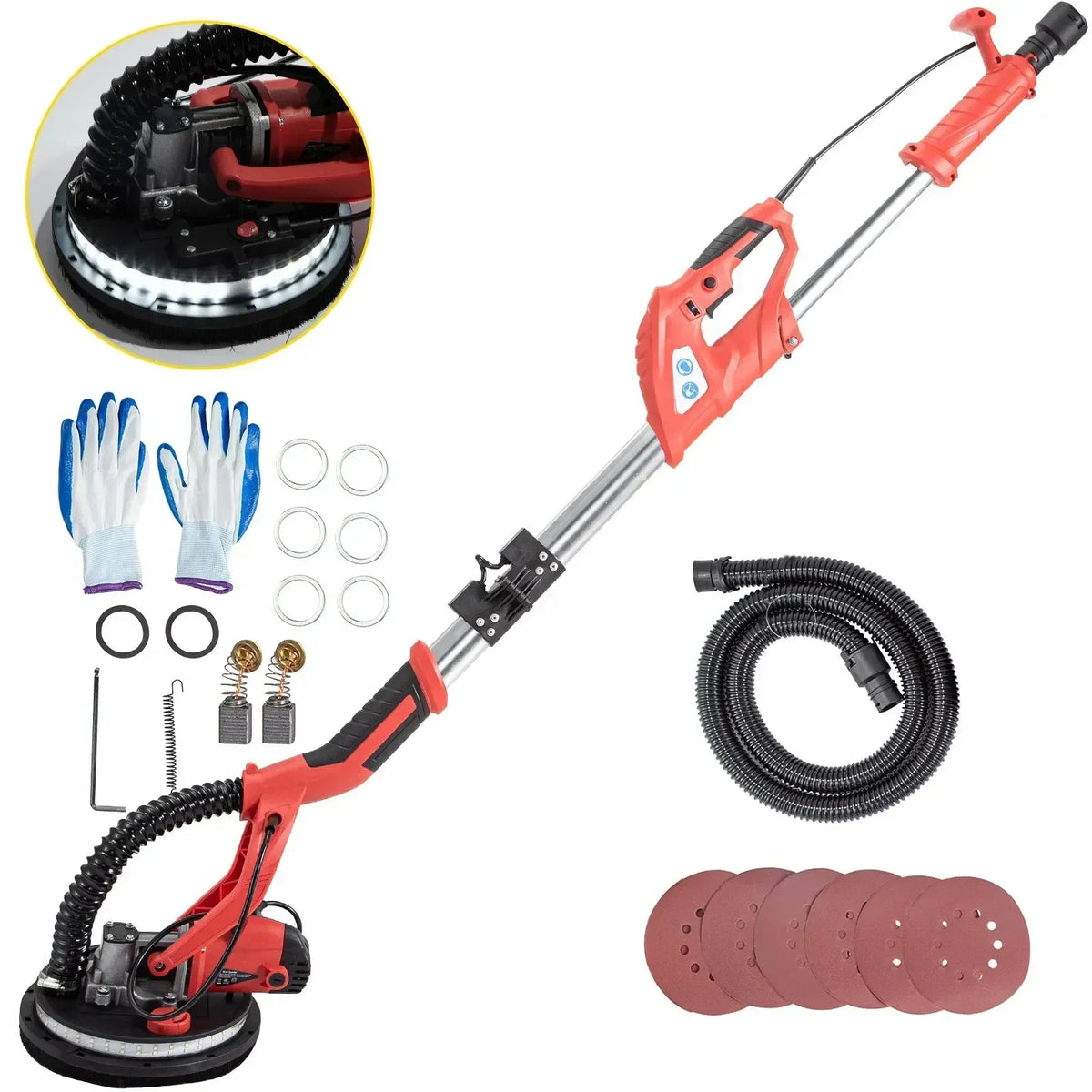 Electric Drywall Polishing Sander 750W Polishing Machine Extendable With LED Strip Light Foldable Electric Drywall Sander