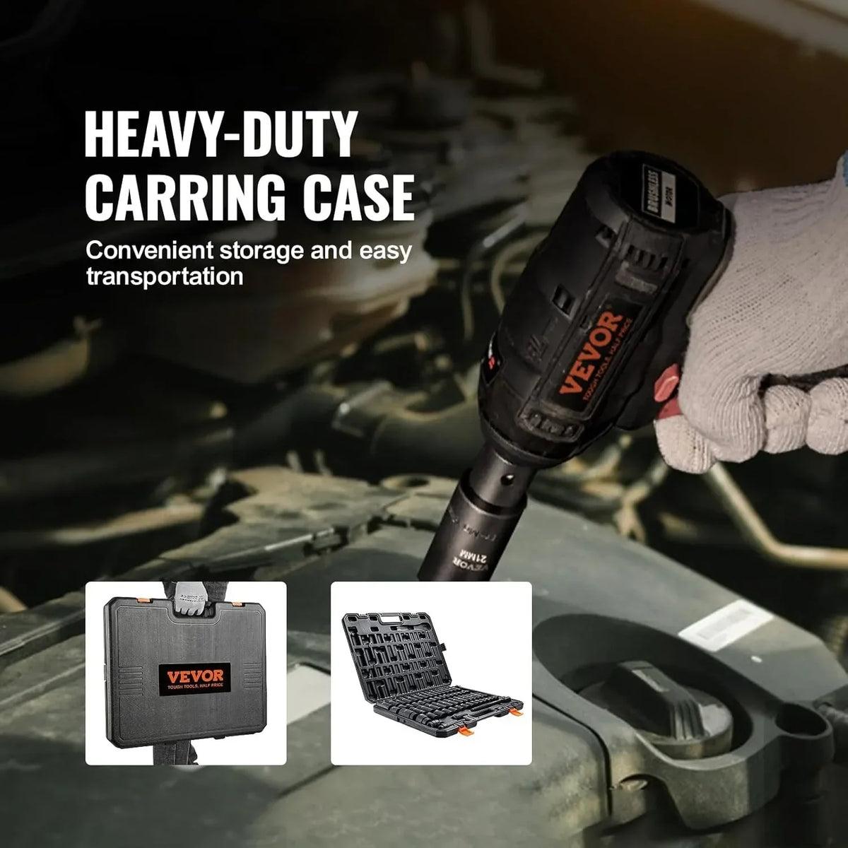 1/2" Drive Impact Socket Set, 65 Piece SAE 3/8" to 1-1/4" and Metric 10-24mm, 6 Point Cr-V Alloy Steel for Auto Repair