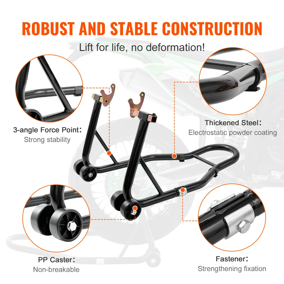 Motorcycle Stand Lift, 850lbs Front Rear Combo Stand Lift Stand, Front and Rear Wheel Fork Stand, U+L Fork Swingarm Spool