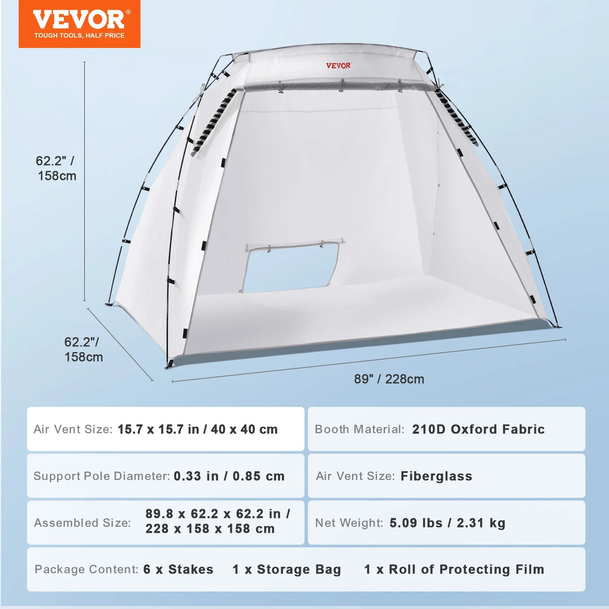 Portable Paint Booth Shelter 7.5x5.2x5.2/10x7x6ft Foldable Spray Painting Tent for Furniture Craft Project DIY Hobby Tool