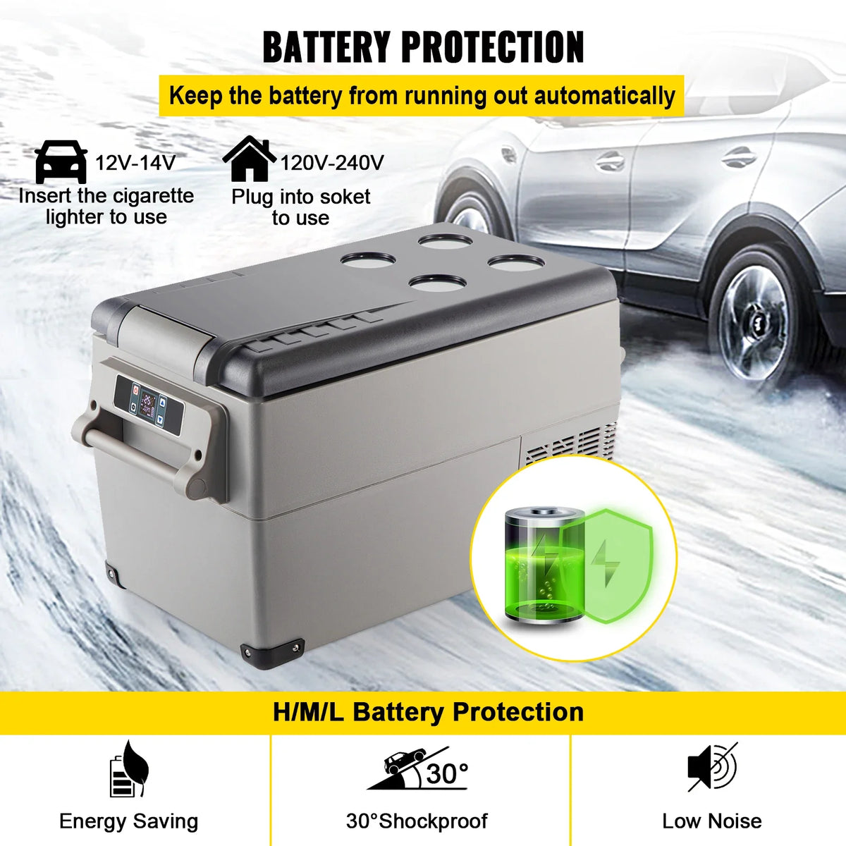 35L Car Refrigerator Compressor Portable Small Refrigerator Car Freezer Mini Electric Cooler for Driving Travel Outdoor