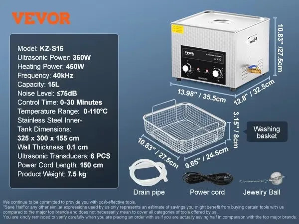 Ultrasonic Cleaner with Heater Timer 2/3/6/10/15/30L for Lab Tools Metal Parts Carburetor Brass Auto Parts Engine Parts
