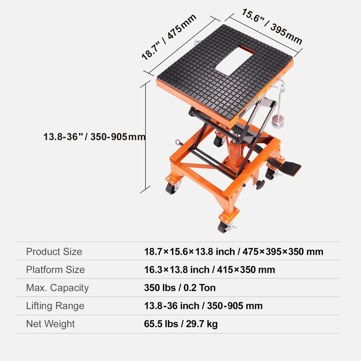 350/1100/1500 LBS Capacity Motorcycle Scissor Jack Lift with Deck Hydraulic Foot-Operated Jack Stand for ATV Dirt Bik