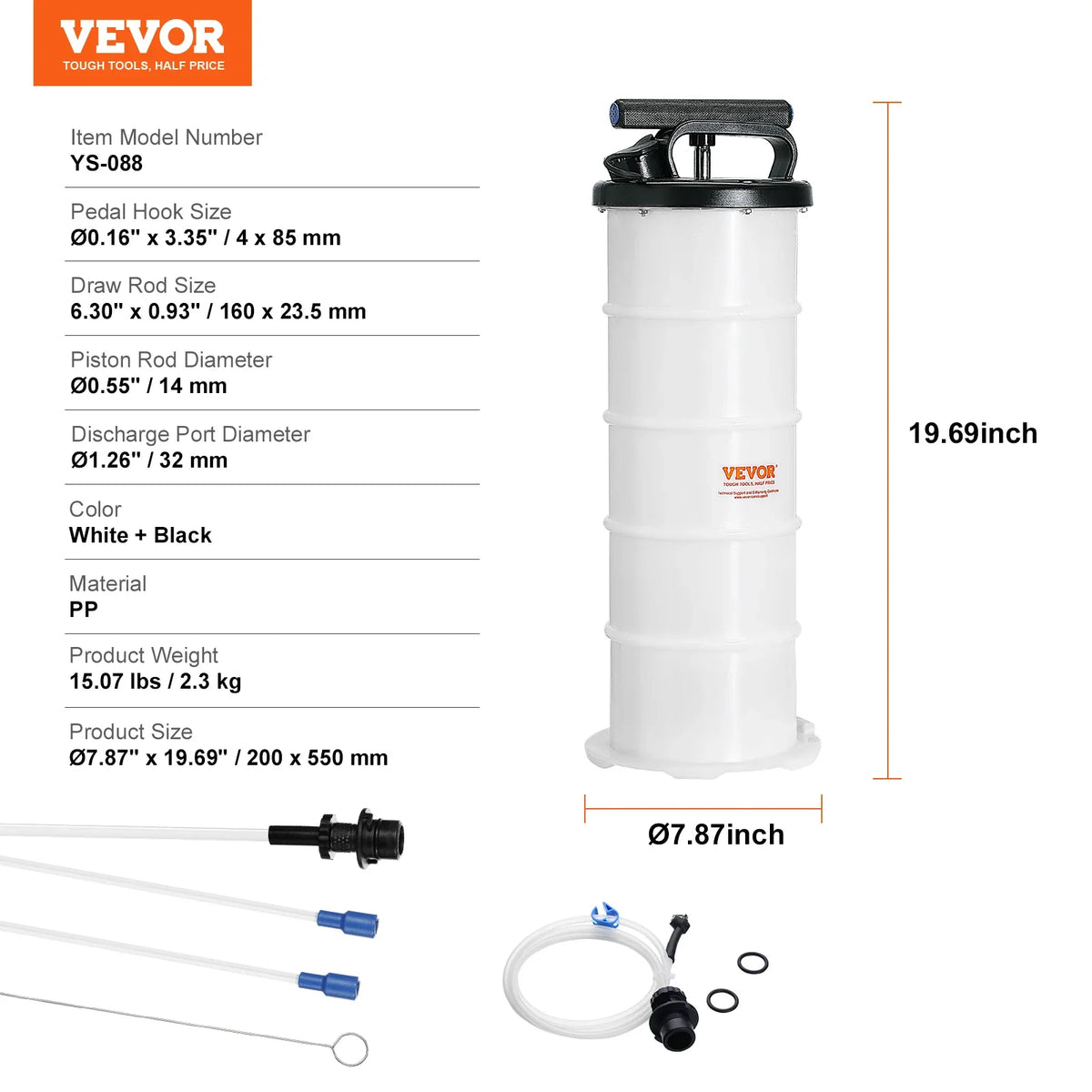6.5L/15L Pneumatic/Manual Fluid Extractor with Suction Hose Oil Changer Pump for Automotive Fluids Vacuum Evacuation