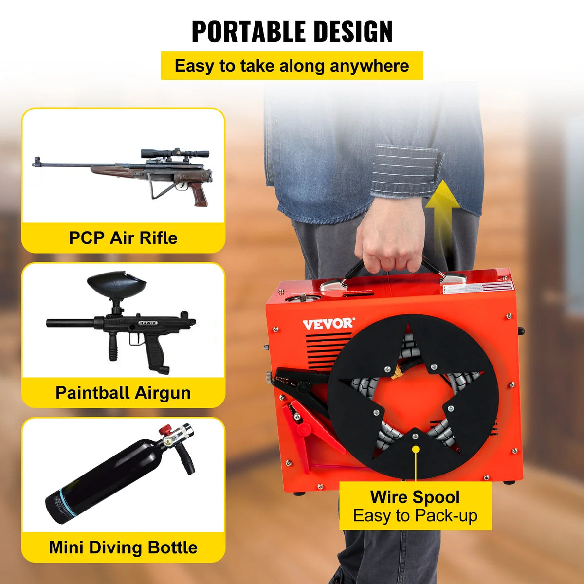 4500Psi PCP Air Compressor High Pressure Pump 12V 110V 220V Built-in Adapter & Fan Auto-stop for Air Rifle, Diving Bottle