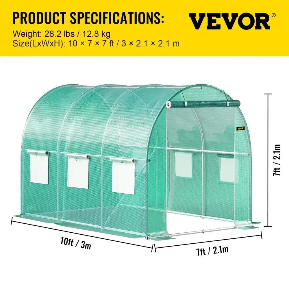 Walk-in Tunnel Greenhouse Galvanized Frame & Waterproof Cover 15x7x7/10x7x7/20x10x7/12x7x7 ft Greenhouses & Cold Frames