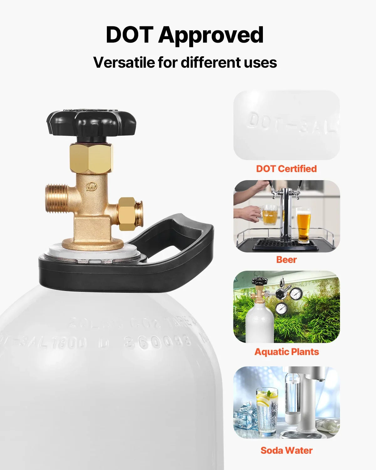 CO2 Tank, 20 lbs New Aluminum Alloy Cylinder,CO2 Air Tank w/Light Spray Coating,CGA320 Valve,Handle & Purple Copper Siphon