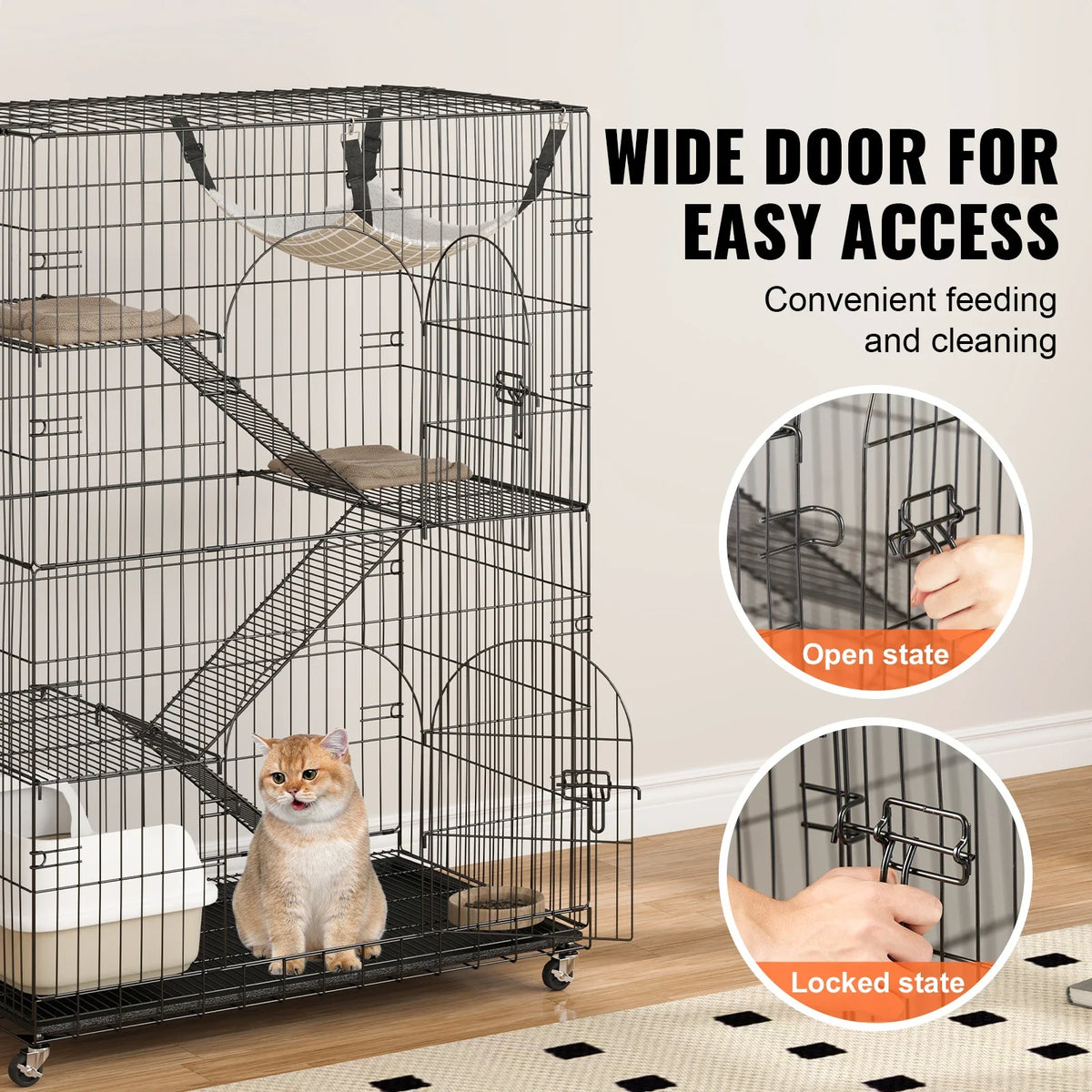 4 Tier Large Cat Playpen 30lbs/Layer DIY Cat Fence Cage Exercise Place Crate Metal Wire Kennel Indoor Rabbit House for Pet