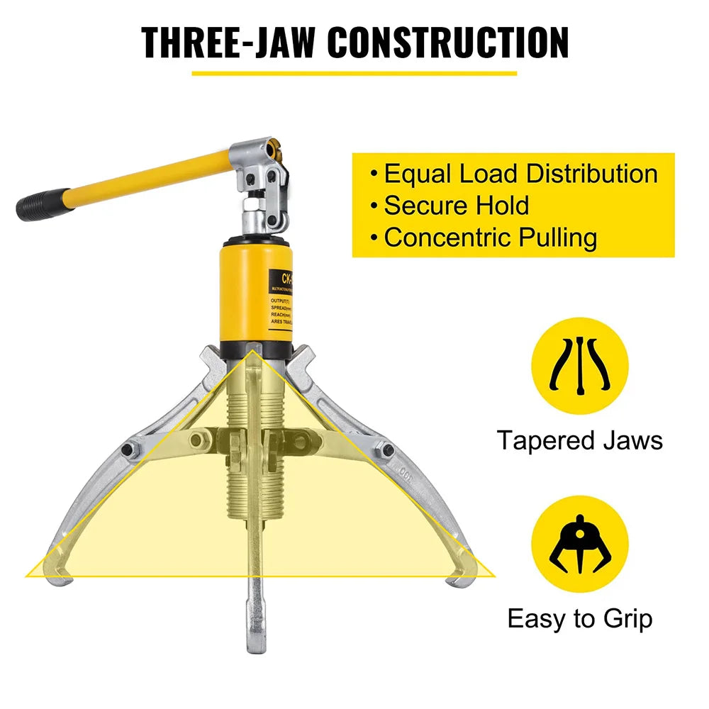 15 Ton Hydraulic Gear Puller Adjustable 3 Jaws Wheel Bearing Pulling Separator Wheel Bearing Hub Removal Tool with Cas