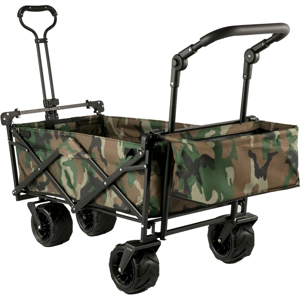 Extra Large Collapsible Garden Cart with Removable Canopy, Wagon Cart for Garden, Camping, Grocery Cart, Shopping Cart