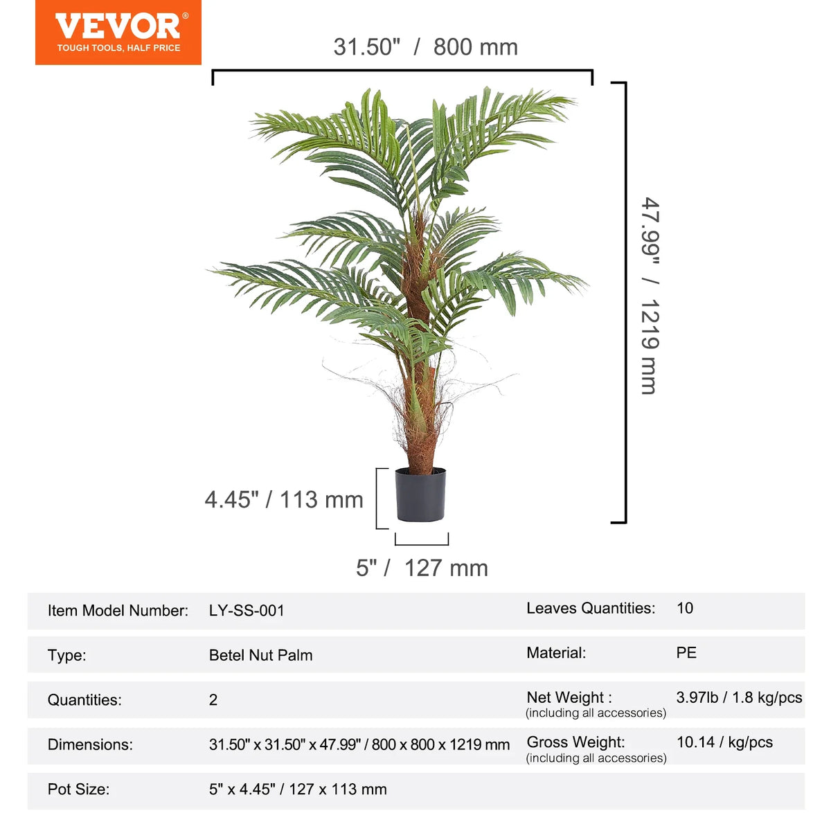 Artificial Palm Tree Faux Plants Green Home Artificial Plant Decoration With PE Anti-Tip Tilt Protection For Indoor Office