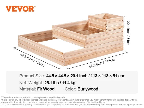 Wooden Raised Garden Bed Planter Box Elevated/Floor w/ Whole Kit and Drainage System for Planting Flower Vegetable Herb