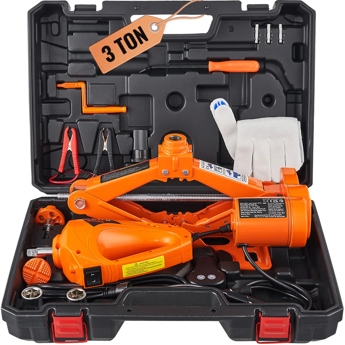 12V Electric Car Jack, 3 Tons Scissor Jack with Double Saddles and Remote Control for Sedan, SUV, Truck Tire Change