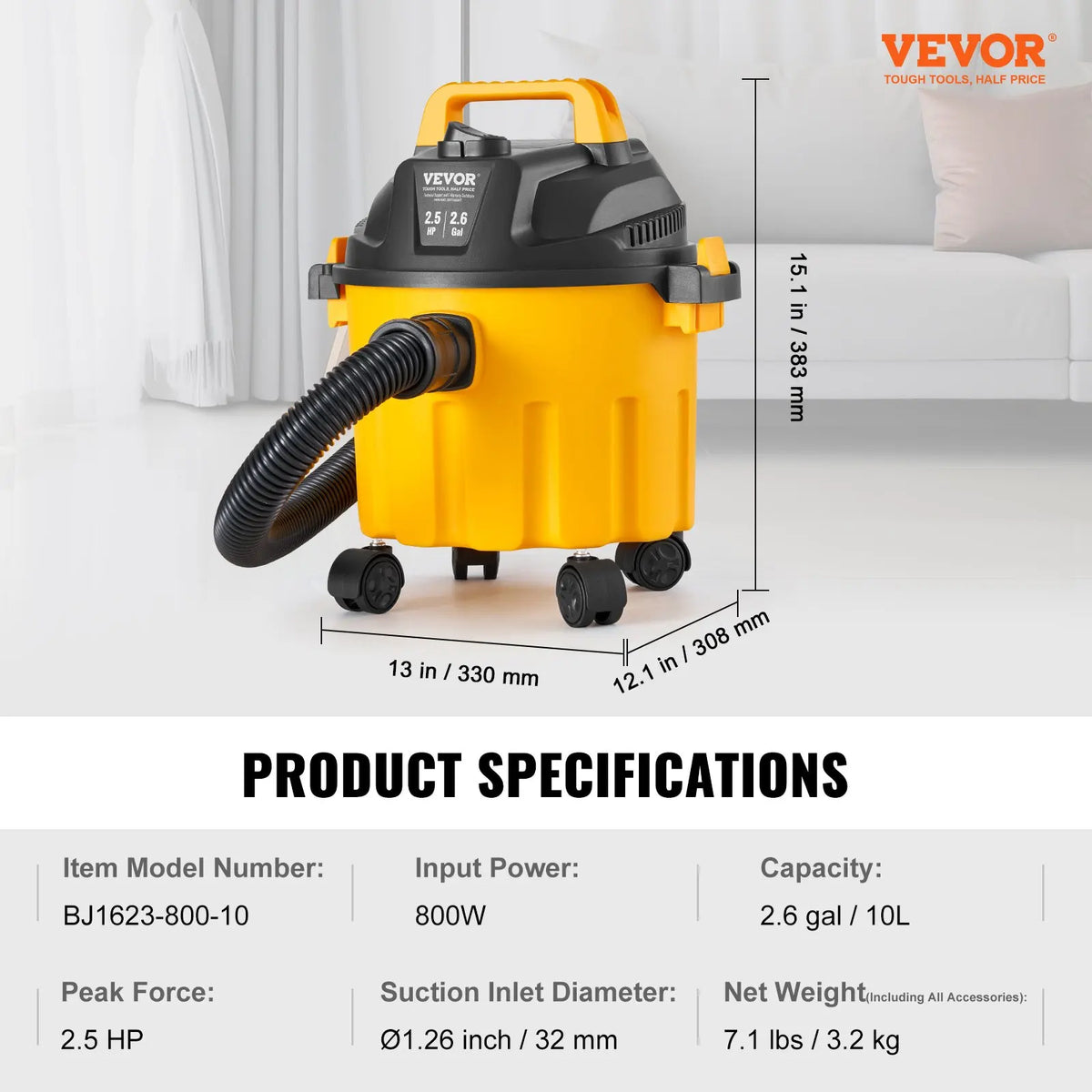 Stainless Steel Wet Dry Shop Vacuum, 5.3 Gallon 6 Peak HP Wet/Dry Vac, Powerful Suction with Blower Function w/Attachment