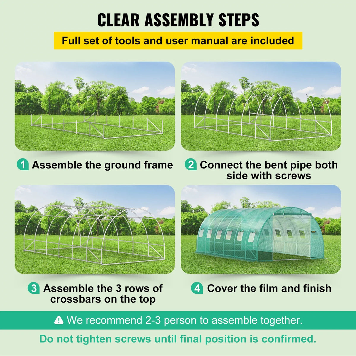 Walk-in Tunnel Greenhouse, 20 x 10 x 7 ft Portable Plant Hot House w/ Galvanized Steel Hoops, 3 Top Beams,4 Diagonal Poles