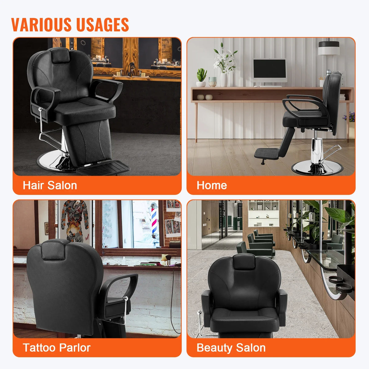 Salon Chair Hydraulic Recliner Barber Chair for Hair Stylist 360 Degrees Swivel 90°-130° Reclining Salon Chair Spa Shampoo
